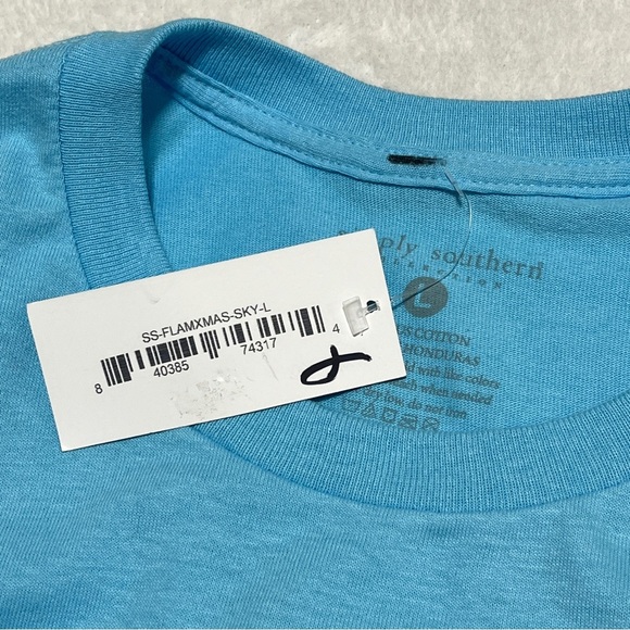 SIMPLY SOUTHERN Women's Flamingo Baby It's Warm Outside Short Sleeve T Sky Blue - Picture 6 of 9